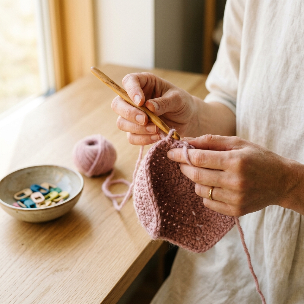 Handmade crochet process at BloomyCocoon in Kerala