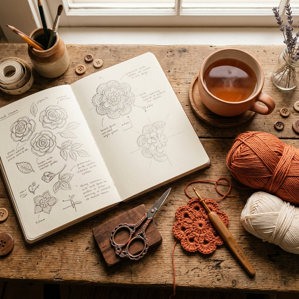Cozy BloomyCocoon crochet workspace